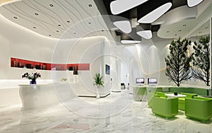 3d render of luxury hotel reception