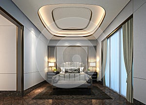 3d render of luxury hotel room