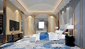 3d render luxury hotel room