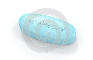3d render of magnesium pill over white