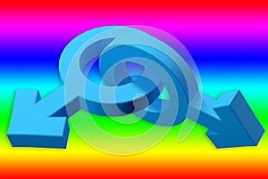 3d render of male symbols join together in unison with rainbow color background 3D rendering