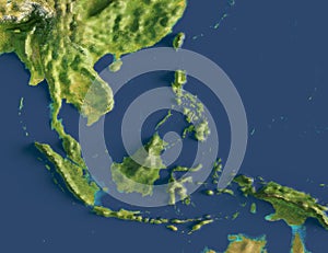 3d render of a map of Southeast Asia. Elements of this image furnished by NASA.