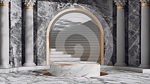 3D render marble product podium background for cosmetics products showcase.