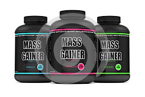 3d render of mass gainer bottles