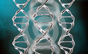 3D render of a medical background with DNA strands in color background. DNA molecule structure. Helical structure of dna
