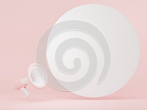 3d render of megaphone with speech bubble and copy space for mock up and web banner