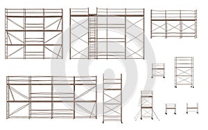 3D Render of Metal Scaffoldings Set