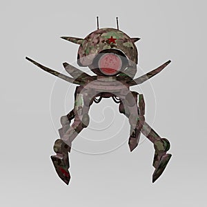 3D render. military robot technique in camouflage isolated on white background.