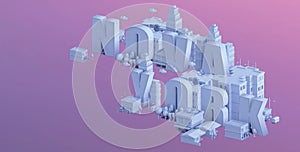 3d render of a mini city, typography 3d of the name nova york