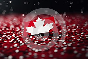 3D Render Minimalist Canada flag bokeh background with minimalist symbol, Generative AI