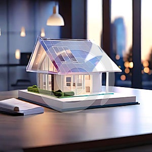 3d render model of a small living house on a table in a real estate agency. generative AI