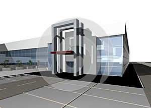 3D render of a modern building