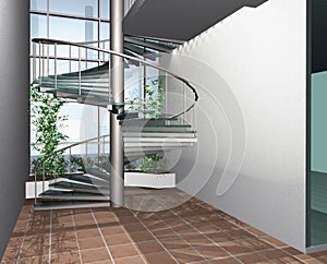 3D render of modern house building interior