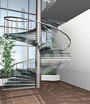 3D render of modern house building interior