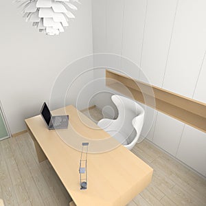 3D render modern interior of cabinet