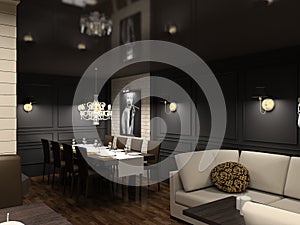 3D render modern interior of dining-room