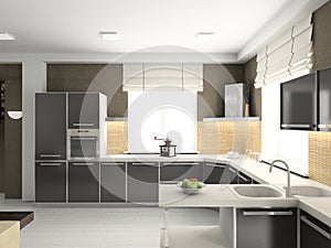 Gráficos tridimensionales renderizados por computadora de La cocina 