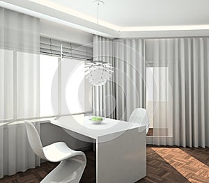 3D render modern interior of kitchen