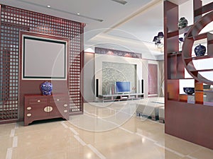 3d render modern interior of living-room 1
