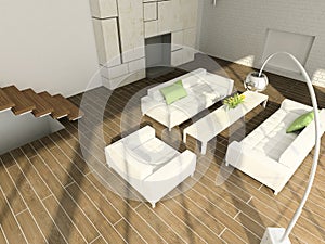 3D render modern interior of living-room