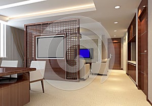 3d render modern interior of living-room