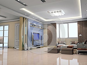 3d render modern interior of living-room