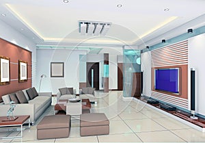 3d render modern interior of living-room