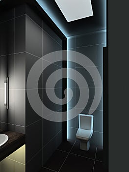 3D render modern interior of toilet