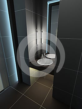 3D render modern interior of toilet