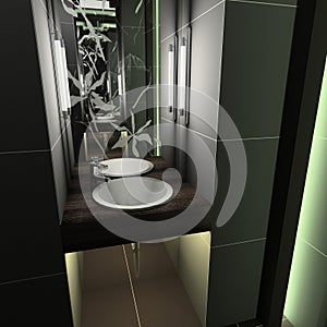 3D render modern interior of toilet