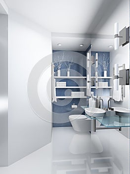 3D render modern interior of toilet