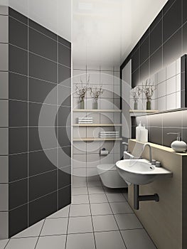 3D render modern interior of toilet