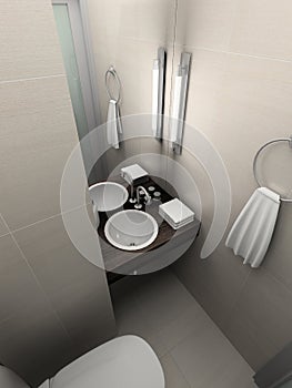 3D render modern interior of toilet