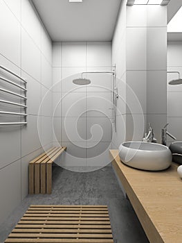 3D render modern interior of toilet