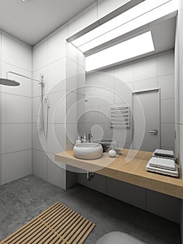 3D render modern interior of toilet