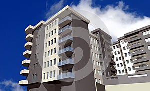 3D render of modern residential building