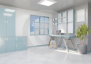 3d render modern room home office scene