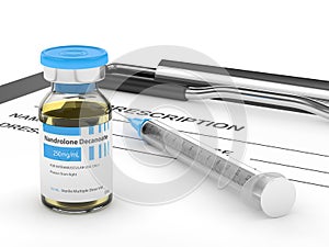 3d render of nandrolone decanoate vial