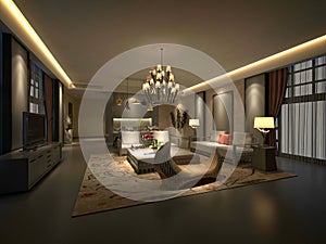 3d render of neo classic living room