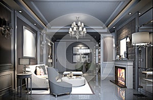 3d render of neo classic living room