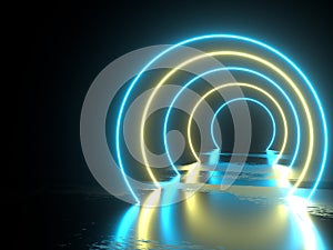 3d render neon arch or tunnel