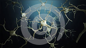 3d render Neuron cells connections world abstract