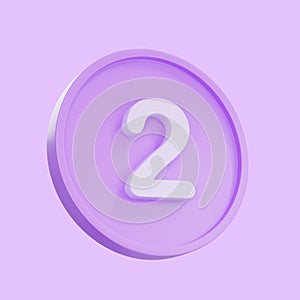 3D render Notice buttons with the number 2 icon isolated for social media reminders
