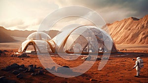 3D Render Offgrid Martian Habitat For Space Colonization. Generative AI