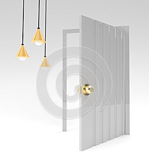 3D Render Open door Symbol of new career, opportunities, business ventures and initiative. Business concept Design