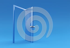 3D Render Open door Symbol of new career, opportunities, business ventures and initiative. Business concept Design