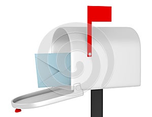 3d Render of an Open Mail Box with an Envelope