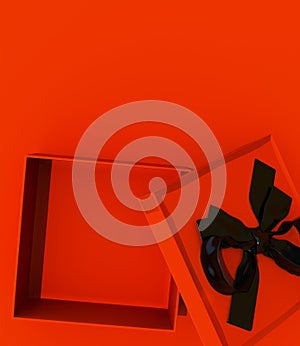 3d render. Open red gift boxe in the red background.