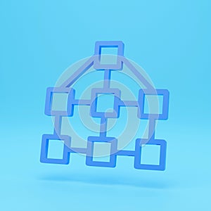 3d render of organizational chart icon, hierarchy logo, pictogram isolated on colour background, 3d render illustration.