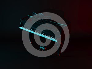 3d render of the piano on a dark background